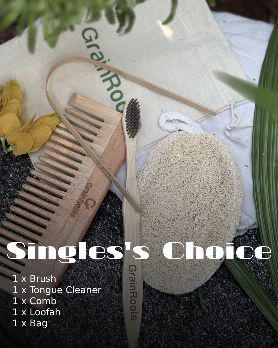 Single's Choice — 1 brush, 1 tongue cleaner, 1 comb, 1 loofah, 1 bag